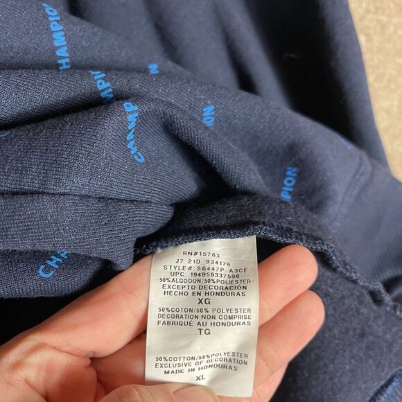 Champion Sweatshirt Mens Size XL Navy Powerblend All Over Print Crew Athletic - Picture 9 of 10
